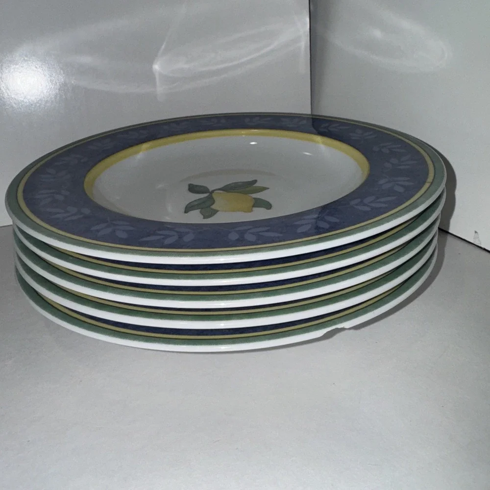 Villeroy &‎ Boch Lot Of 5 Switch 3 Corfu Large Rim Soup Bowls Lemon 9